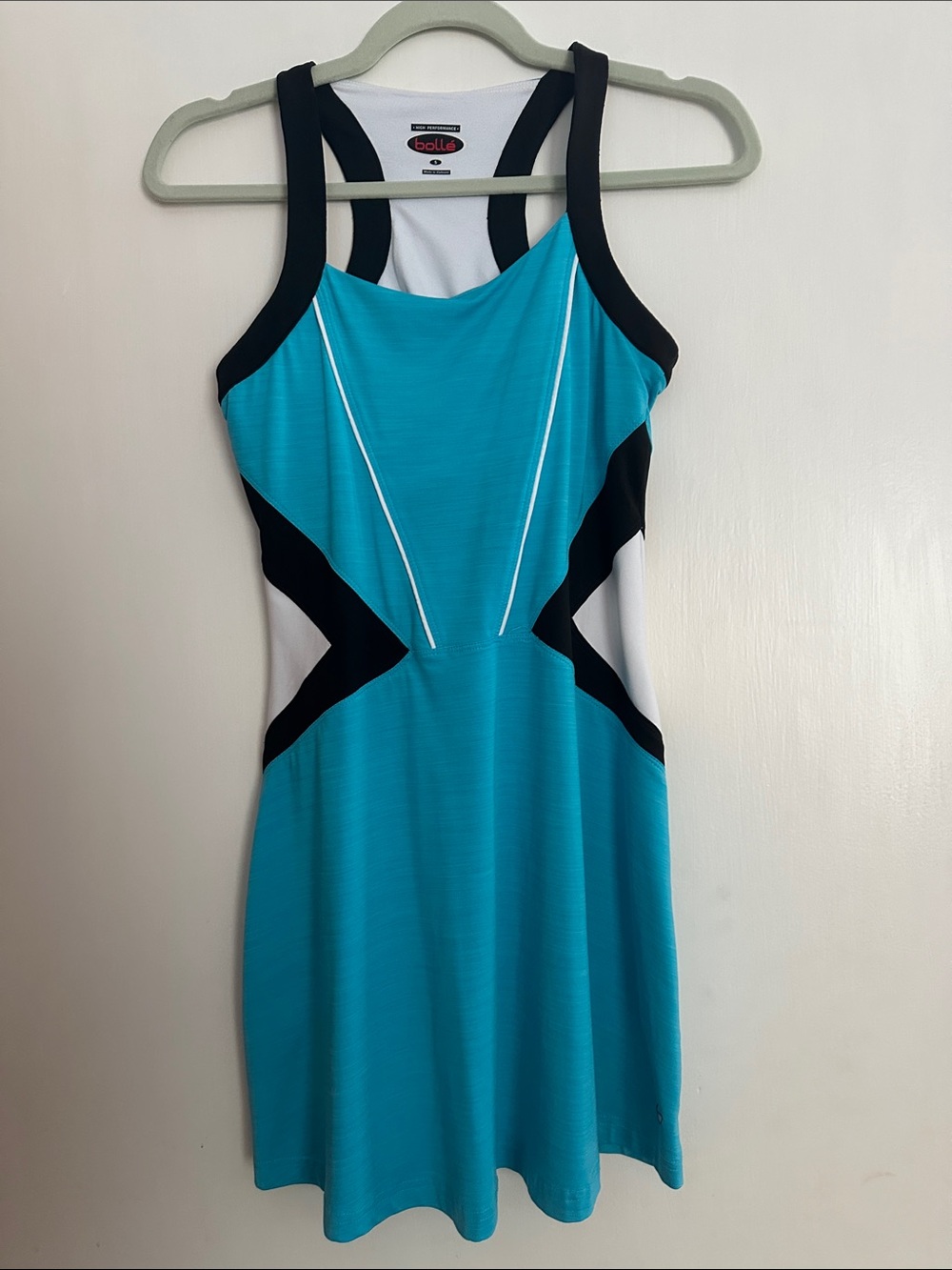 bolle Teal Mini Dress with Black & White Panels